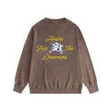 Amiri washed sweatshirt yellow letter pegasus printing washed and distressed