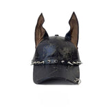 American doberman dog ear baseball cap for men and women leather punk studded peaked cap