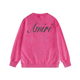 Amiri washed sweatshirt wing crown printing washed and distressed