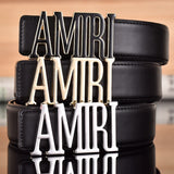 Amiri Belt Black plain texture