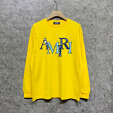 Amiri long sleeve shirts cashew flower overlapping letterprinting