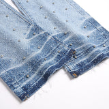 Mens Fashion Jeans rhinestones Wide-leg pants 5722#