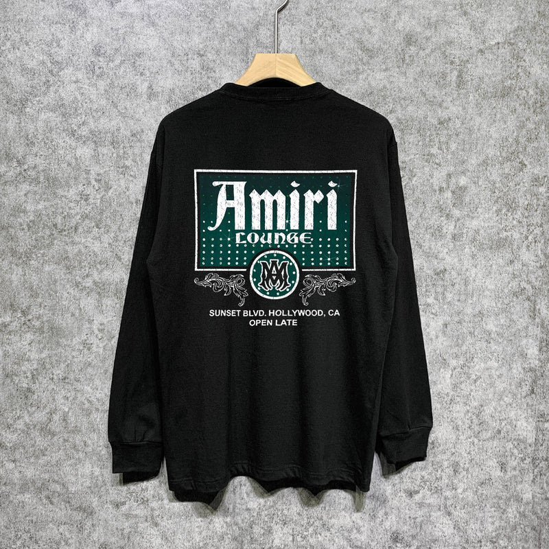 Amiri long sleeve shirts flower diamond nameplate printing