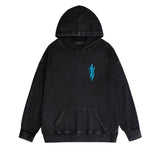 Amiri washed hoodie vertical small overlapping letter washed distressed printing