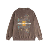 Amiri washed sweatshirt damaged oil painting printing washed and distressed