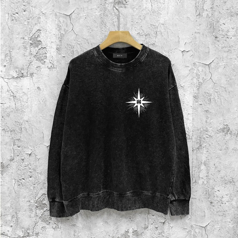 Amiri washed sweatshirt star shield printing washed and distressed