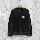 Amiri washed sweatshirt star shield printing washed and distressed
