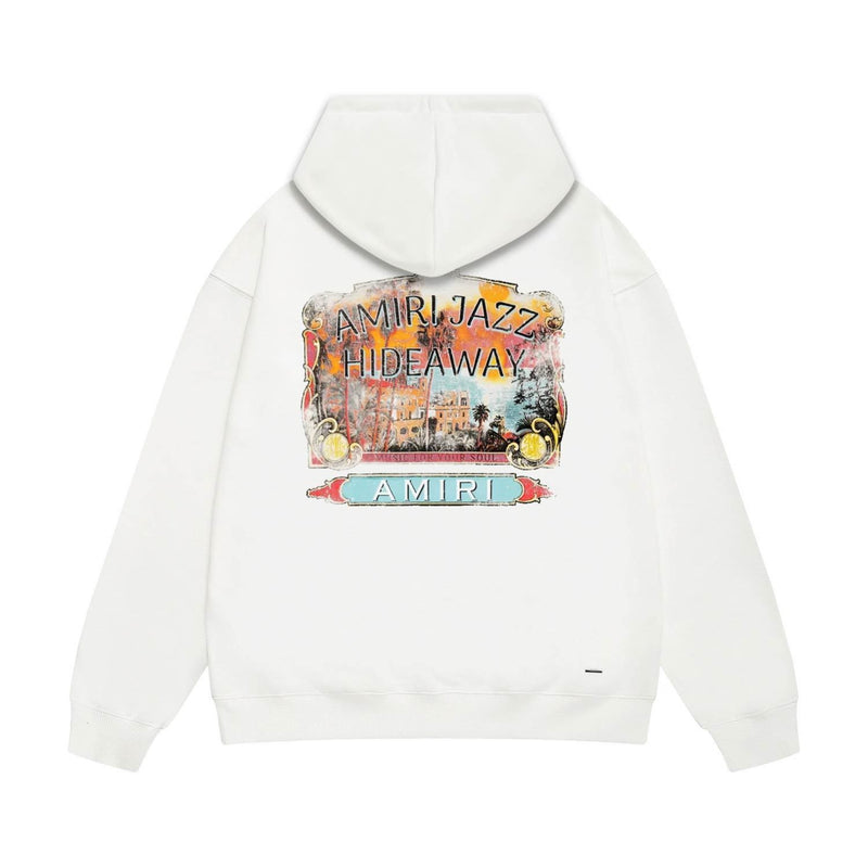 Amiri hoodie lake view oil painting printing