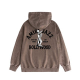 Amiri washed hoodie wolf music hand-made distressed printing