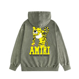 Amiri washed hoodie xiaohu distressed printing