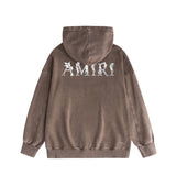 Amiri washed hoodie vine text washed distressed printing