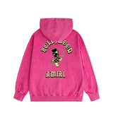 Amiri washed hoodie dice man printing distressed printing