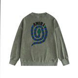 Amiri washed sweatshirt large patchwork colorful snake printing washed and distressed