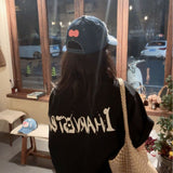 Y2k hot girl hat heavy industry washed ripped denim sun visor baseball cap cartoon kt cat peaked cap