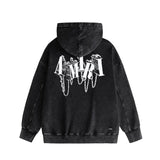 Amiri washed hoodie chain letter distressed printing