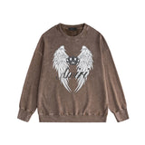 Amiri washed sweatshirt wing crown printing washed and distressed