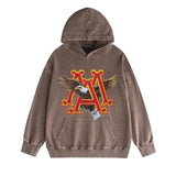 Amiri washed hoodie oil painting flying eagle distressed printing