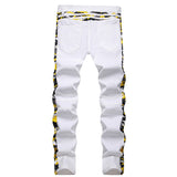 Mens Fashion Jeans Yellow camouflage stripes 8828#