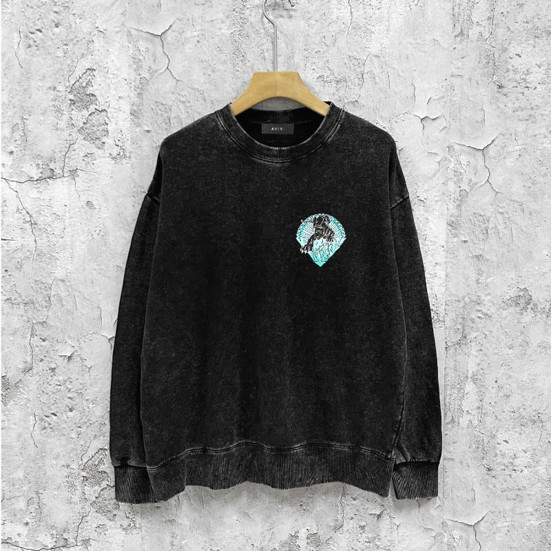 Amiri washed sweatshirt panther print washed old