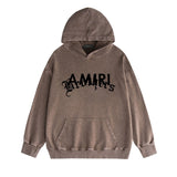 Amiri washed hoodie letter cross washed distressed printing