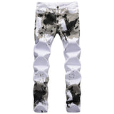 Mens Fashion Jeans White camouflage 5602#