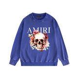 Amiri washed sweatshirt flower skull printing washed and distressed