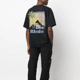 Rhude T Shirt Sunset Coconut Racing Printed Short Sleeve T-Shirt