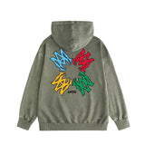 Amiri washed hoodie color block simple label set washed distressed printing