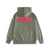 Amiri washed hoodie silver ring snake letter distressed printing