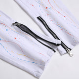 Mens Fashion Jeans Pants pocket zipper Color splatter ink 1168#