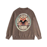 Amiri washed sweatshirt oil painting flying eagle printing washed and distressed