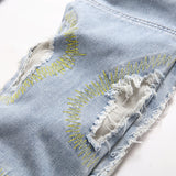 Mens Fashion Jeans Destroy embroidery thread balls 5720#