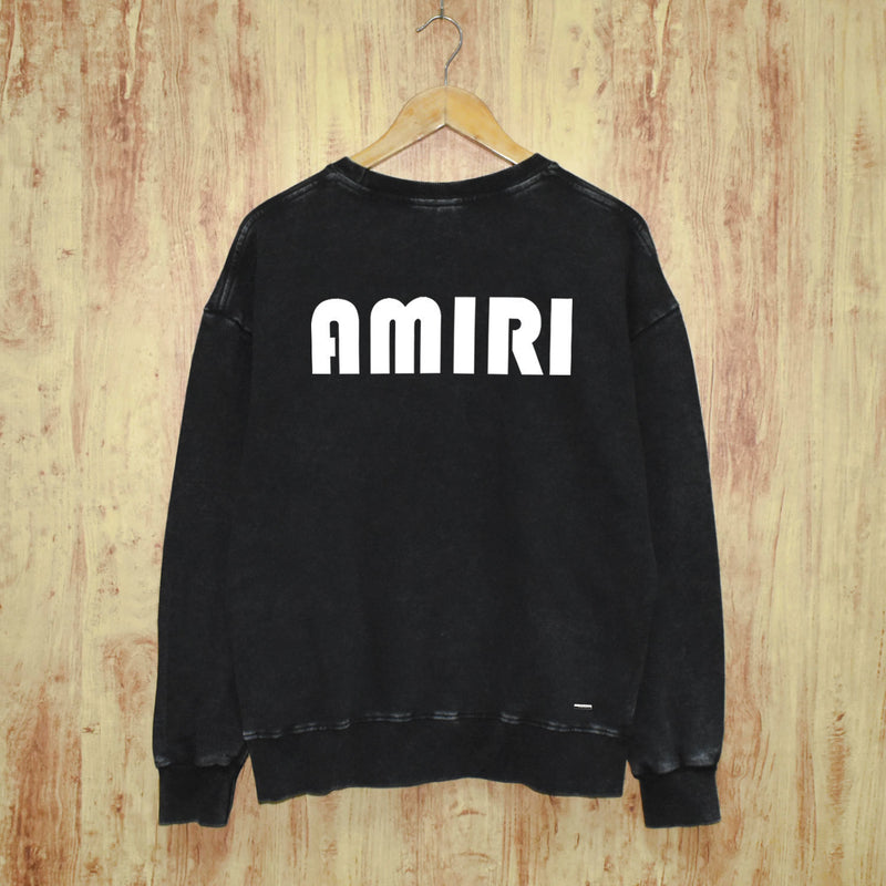 Amiri washed sweatshirt large simple logo printing washed distressed sweatshirt