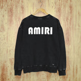 Amiri washed sweatshirt large simple logo printing washed distressed sweatshirt