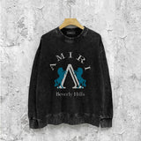 Amiri washed sweatshirt horse printing washed and distressed