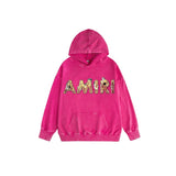Amiri washed hoodie flame letter printing
