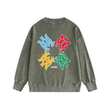 Amiri washed sweatshirt color block simple label set printing washed and distressed