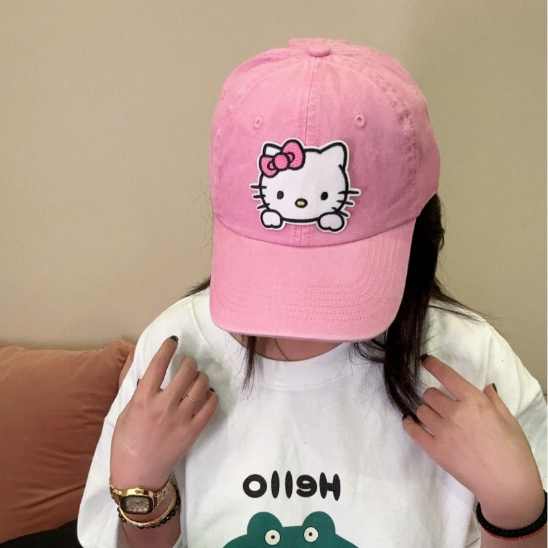 Y2k hot girl hat heavy industry cutekt cat pink baseball cap casual peaked cap sunshade