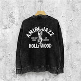 Amiri washed sweatshirt wolf music hand printed washed and distressed