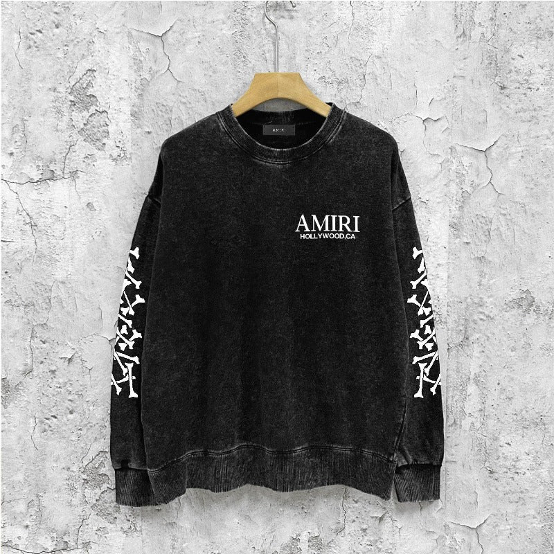 Amiri washed sweatshirt new bone sleeves printing washed and distressed