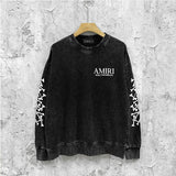 Amiri washed sweatshirt new bone sleeves printing washed and distressed