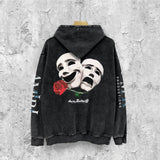 Amiri washed hoodie double-sided rose distressed printing