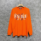 Amiri long sleeve shirts gold snake print