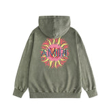 Amiri washed hoodie colorful sun washed distressed printing