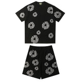 Denim Tears T Shirt ShortsPuff Print Short Sleeve T-shirt Loose Couple Shorts Suit(Options need to be purchased separately)