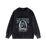 Amiri washed sweatshirt blue lion printing washed and distressed