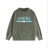 Amiri washed sweatshirt colorful letter horizontal stripsprinting washed and distressed