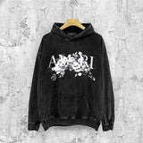 Amiri washed hoodie colorless flower distressed printing