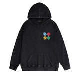 Amiri washed hoodie color block simple label set washed distressed printing