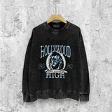 Amiri washed sweatshirt blue lion printing washed and distressed